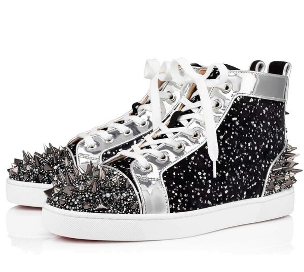 

[original box] pik 2 strass orlato sneakers flat red bottom shoes for women,men skateboard walking wholesale party wedding dress eu35-47, Black