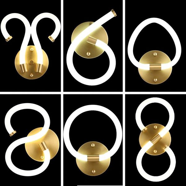 

modern nordic minimalist geometric acrylic wall lamp living room bedroom study led light strip lighting