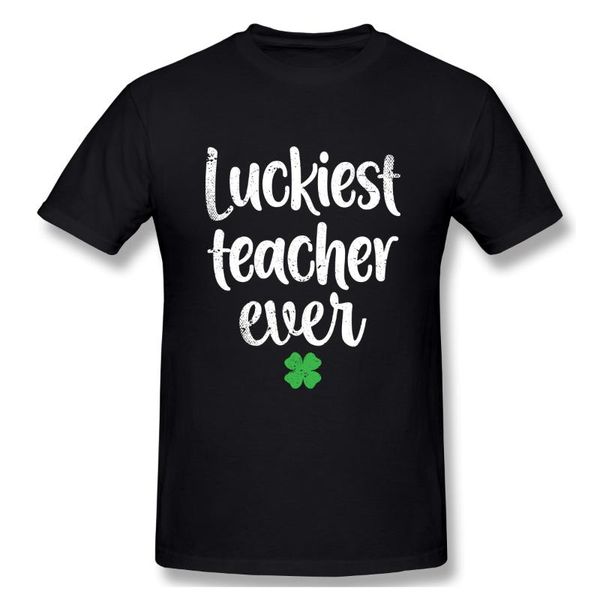 

men's t-shirts luckiest teacer funny st patricks day apparel tshirt man t shirt woman, White;black
