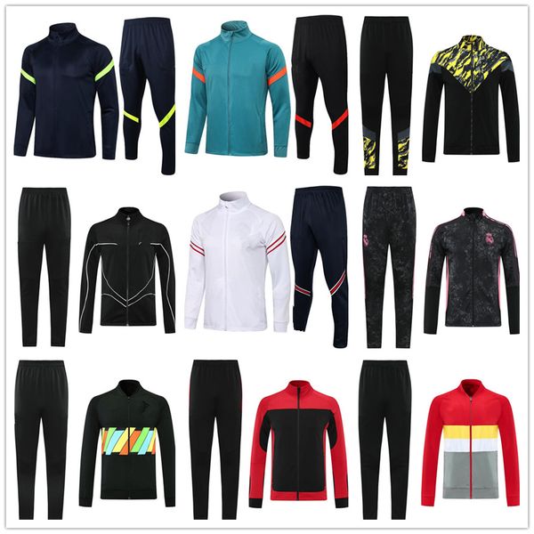 

mens football jacket training tracksuit 2022 spring and autumn club full zipper men soccer long sleeve jogging, Black