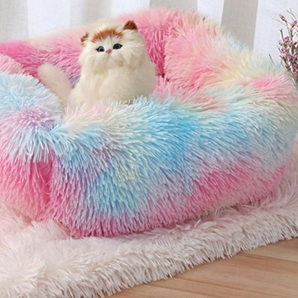 

indoor square pet bed cushion for small dog warm cave soft colorful washable sofa cat beds & furniture