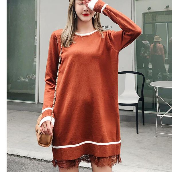 

casual dresses womens plus size tassels sweater dress 2021 fashion autumn winter outwera solid lace zweater, Black;gray