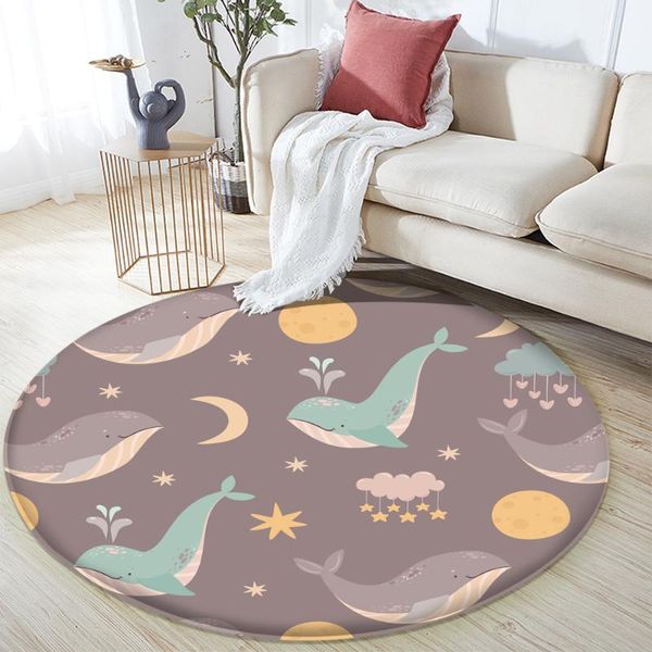 

carpets cute animal dolphin pattern flannel carpet non-slip bedroom living room decor round tapis salon
