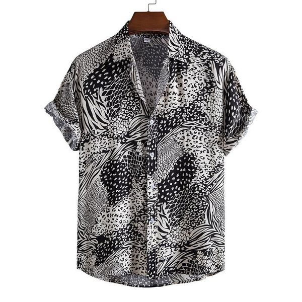 

men's casual shirts fashion dot mens hawaiian beach 2021 summer short sleeve floral print tropical aloha holiday vacation clothing, White;black
