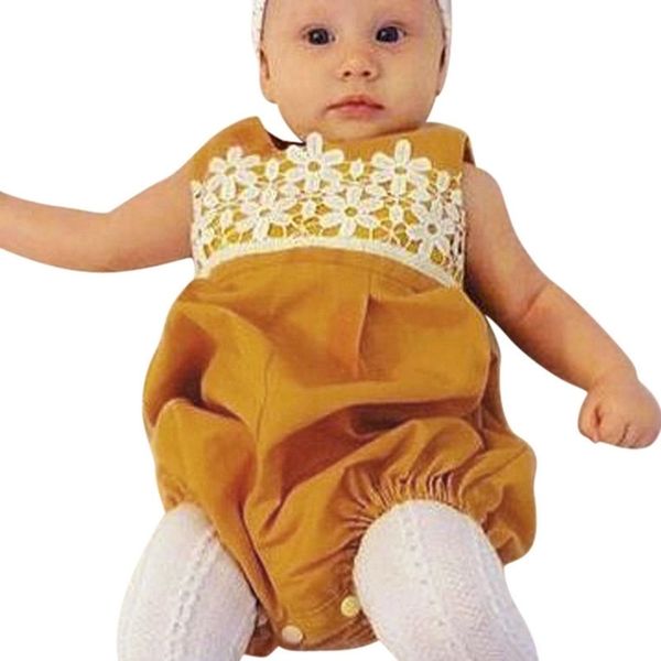 

children's clothing 2021 summer new lace newborn jumpsuit, White