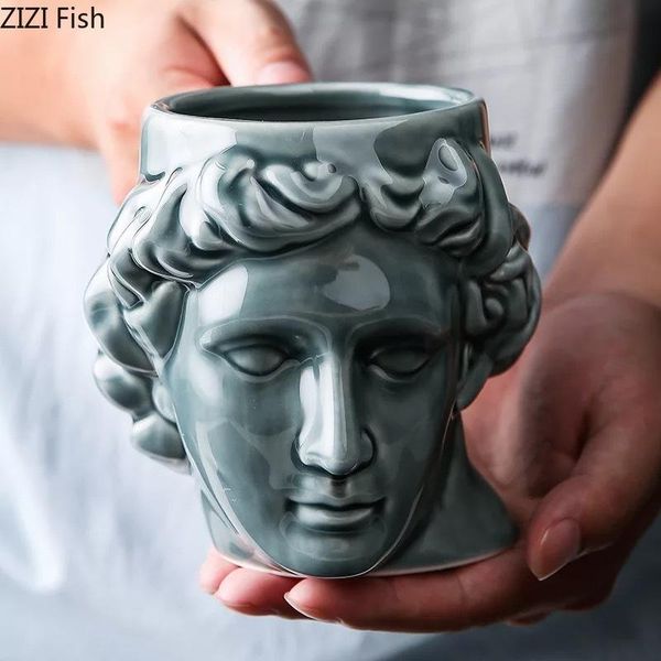 

mugs human head sculpture mug decoration creative ceramic water cup afternoon tea coffee milk modern home kitchen drinkware
