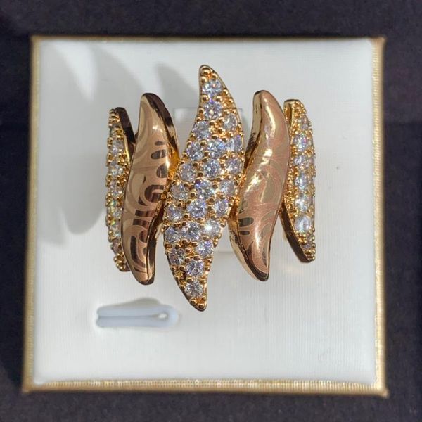 

rose gold luxury rings for women bridal engagement wedding jewelry cubic zirconia cz daily fashion 2021 cluster, Golden;silver