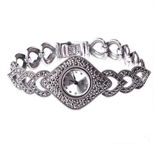 Jade Angel Thail Sterling Markasit Antikuhr Damenschmuck 925 Silber Armband