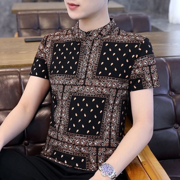 

men's striped cotton polo shirt, fashionable solid color crew neck t-shirt, comfortable, buttoned street cloth, 4xl, summer 2021, White;black