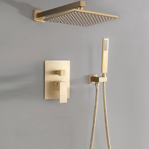 

g1/2" copper concealed shower kit dual function bathroom head sprayer ultrathin rainfall faucets set sets