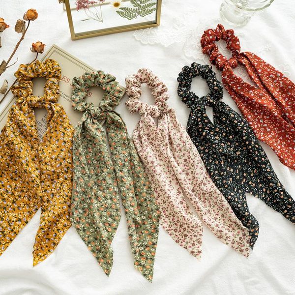 

hair accessories floral print scrunchies scarf bohemia women bands streamers rope ties holder ponytail
