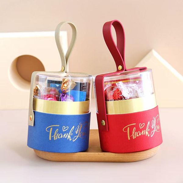 

gift wrap box acrylic cylinder shape packaging bags with handles wedding candy baby shower birthday party chocolate boxes