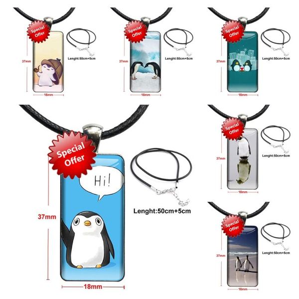 

pendant necklaces lovely penguin for women wedding deals fashion glass cabochon necklace steel color choker rectangle, Silver