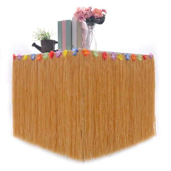 

276x75cm multifunctional table skirt party decor plastic festival for bbq summer beach garden reusable tropical hawaiian luau