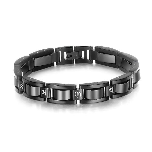 

link, chain fashion personality bracelet men's titanium steel domineering thick magnet birthday gift, Black