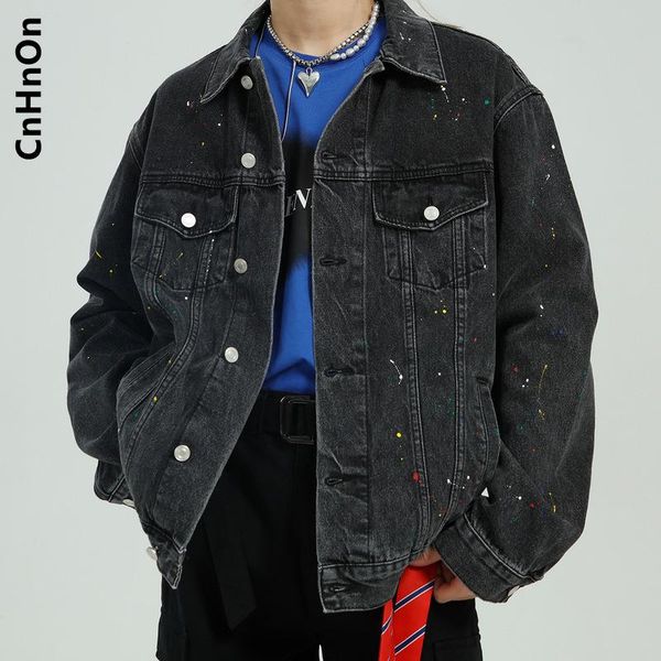

men's jackets spring arrivals spray paint jacket trend denim retro m5-t-d027, Black;brown
