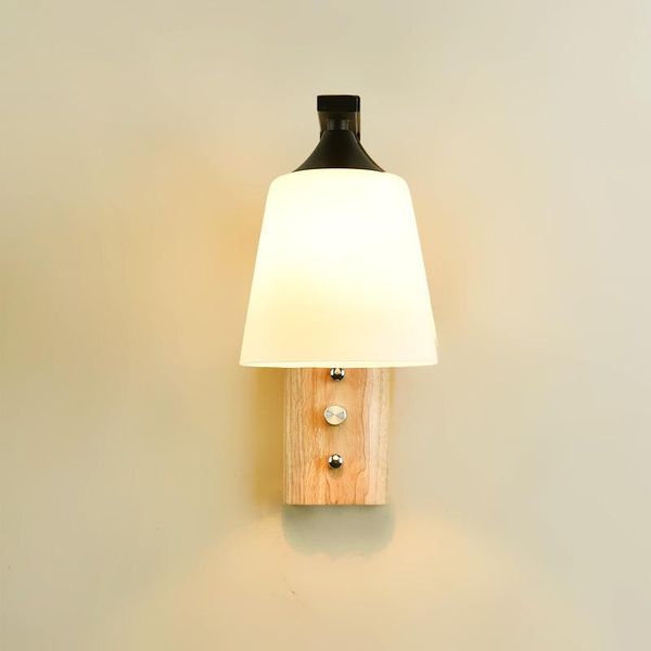 

wall lamp indoor headlamp el bedroom nordic wood glass candlle lights living room decoration for home
