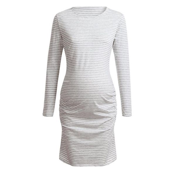 

maternity dresses 2021 fashion women wraped ruched pregnant striped 3/4 sleeve dress #4a01, White