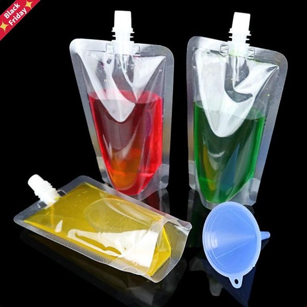 

50pcs 30ml~600ml high clear stand up spout beverage packaging bags fruit milk juice wedding party plastic creative pouches gift wrap