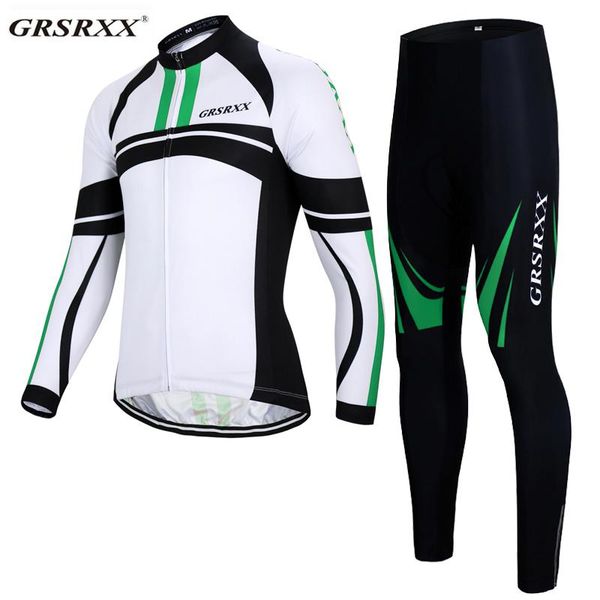 

racing sets grsrxx mens bicycle cycling clothes long sleeve jersey set spring pro anti-uv sportswear autumn team suit, Black;blue