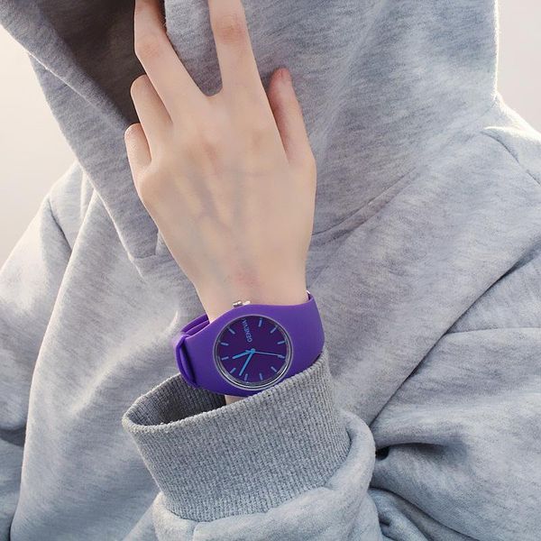

wristwatches girls watches fashion simple couple wrist silicone strap bracelet ladies clock minamlist cool gift for relogio, Slivery;brown