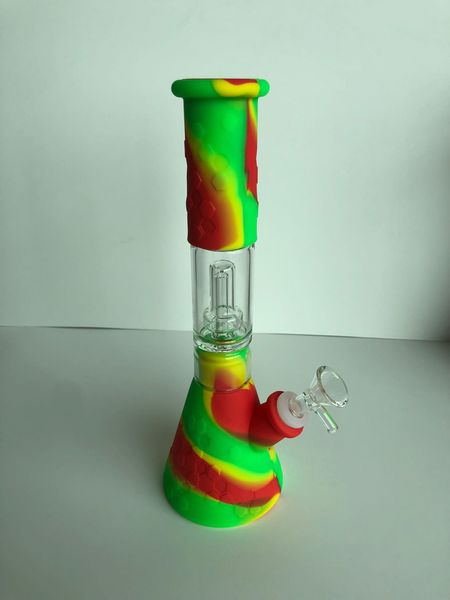 Hookahs portáteis do bong de água do silicone com os percoladores claros percentra os plataformas do óleo do silicone do silicone do filtro para fumar