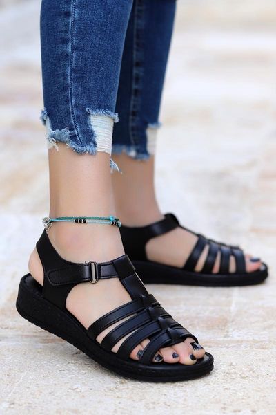 

woggo pnt 390129 skin daily women 's sandals shoes, Black