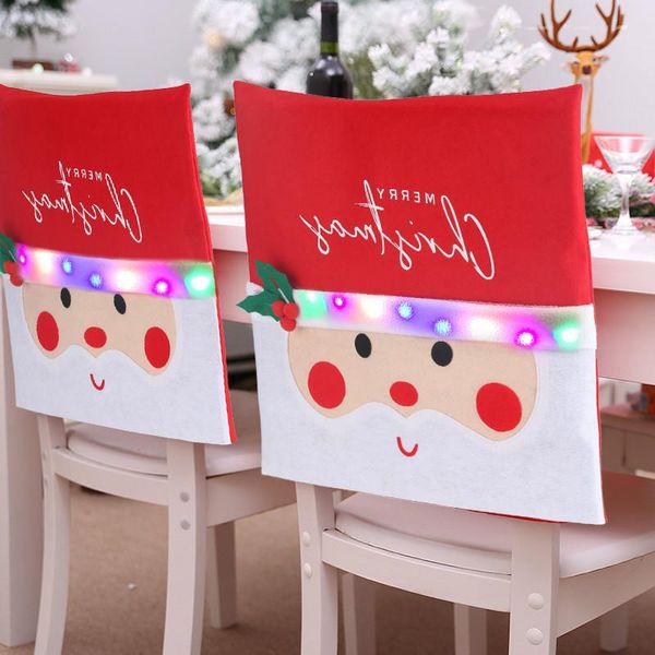 

fashion cute santa claus back chair cover with lights for dining room creative holiday christmas decoration covers
