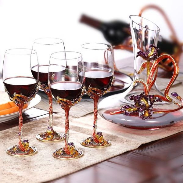 

wine glasses 350-1500ml iris enamel goblet red sparkling cup wedding valentine gift decanter art drinkware