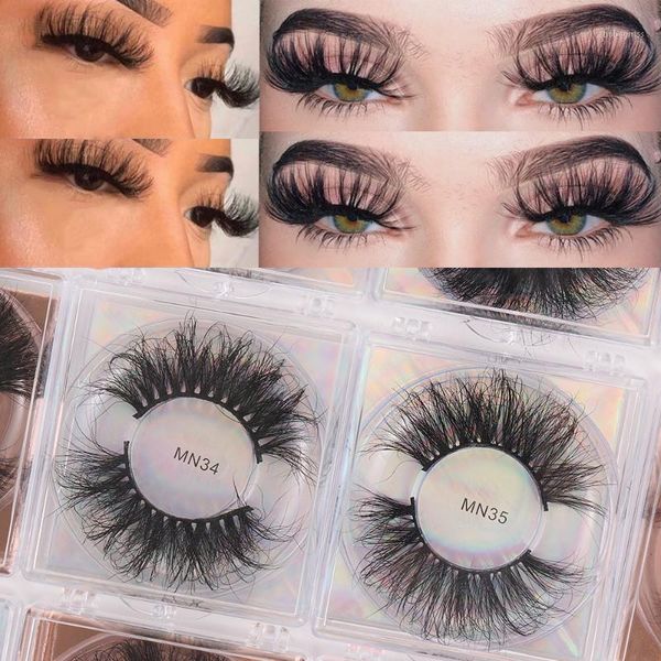 

100% mink false eyelashes dramatic messy 27mm thick long 3d lashes curly eyelash fake extension makeup1
