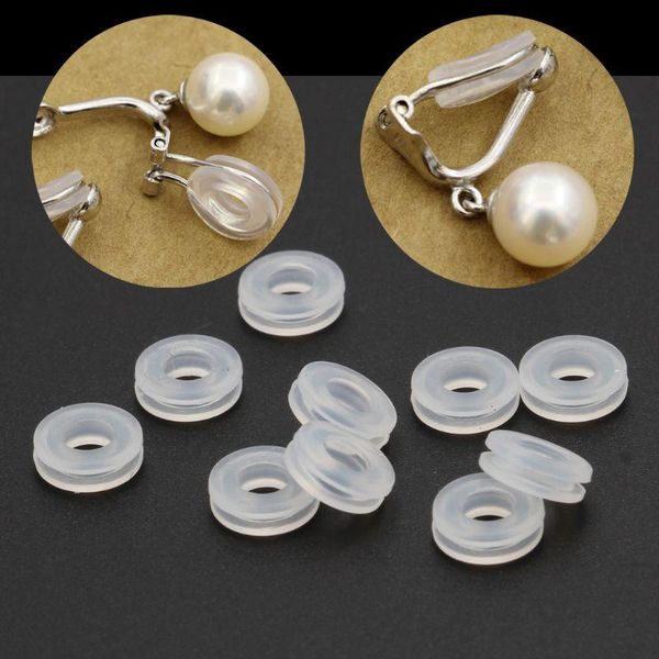 

clip-on & screw back 10pcs comfort pads for clip on earrings anti-pain silicone earring ring cushion ornament accessory, Silver