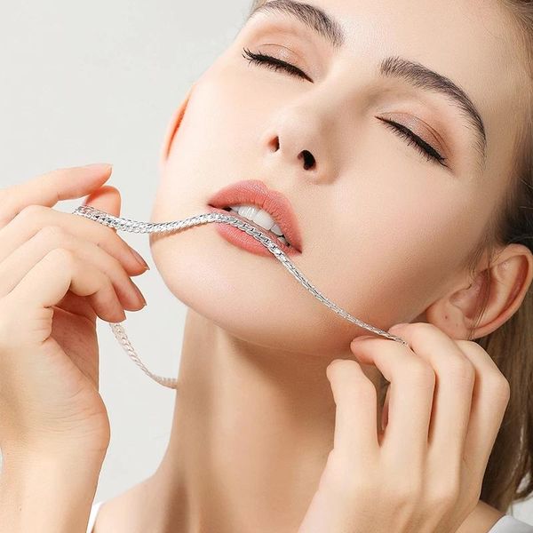 

chains s925 sterling silver gold/silver 8/18/20/24 inch side chain necklace for women men fashion jewelry gifts