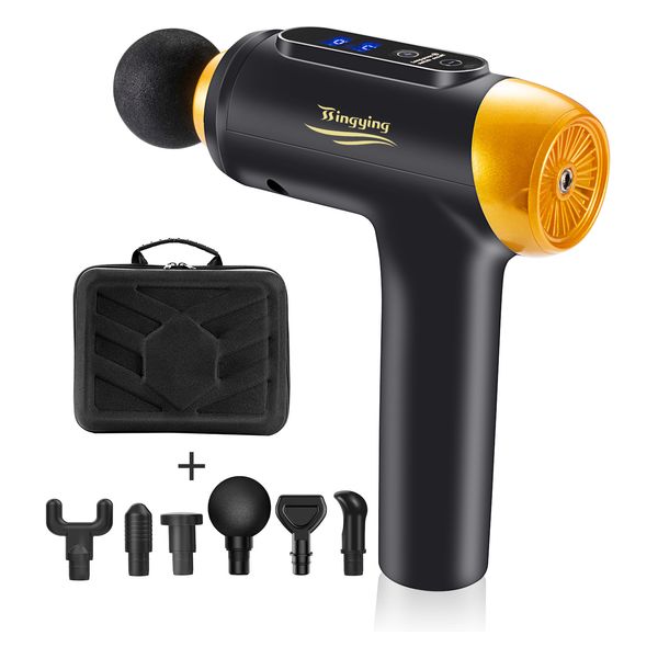 

20 gears lcd touch screen high frequency massage gun muscle relax body relaxation electric massager with portable bag 6 heads