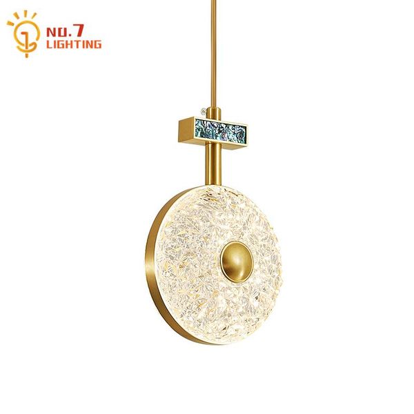 

chinese luxury fashion gold lustre pendant lights copper crystal hanging lamp home decor bedroom bedside restaurant bar studio lamps