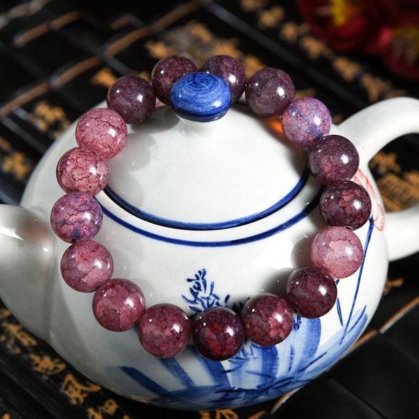 

wholesale pink rose powder crystal quartz natural stone streche bracelet elastic cord pulserase jewelry beads lovers woman gift link, chain, Black