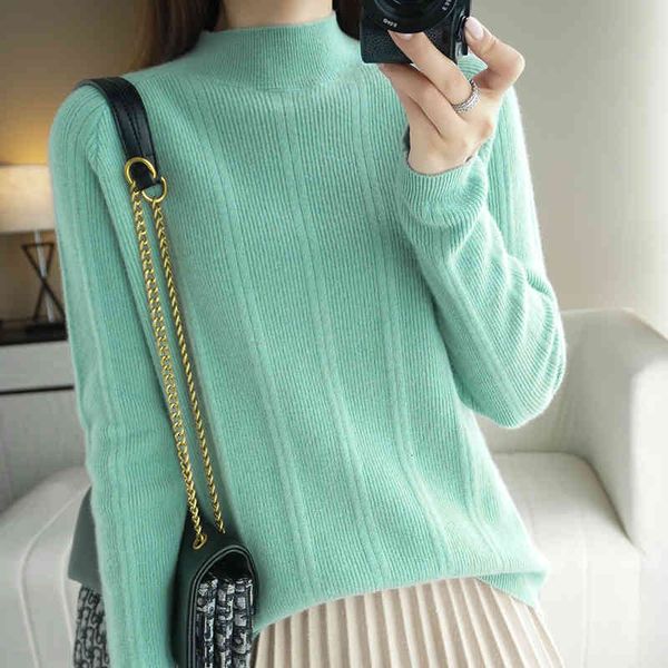 

women's knits & tees dy type women's high neck cashmere sweater, winter long sleeved thick loose sweater., White