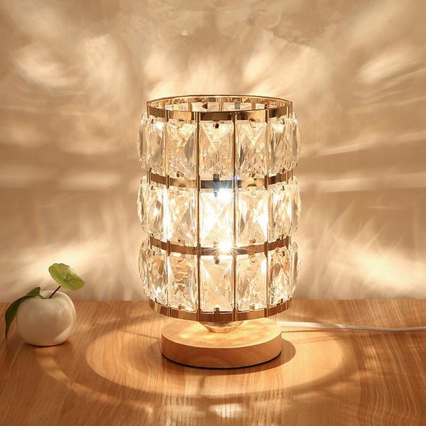 

table lamps wood base crystal lamp bedroom bedside night light creative nordic living room study small desk
