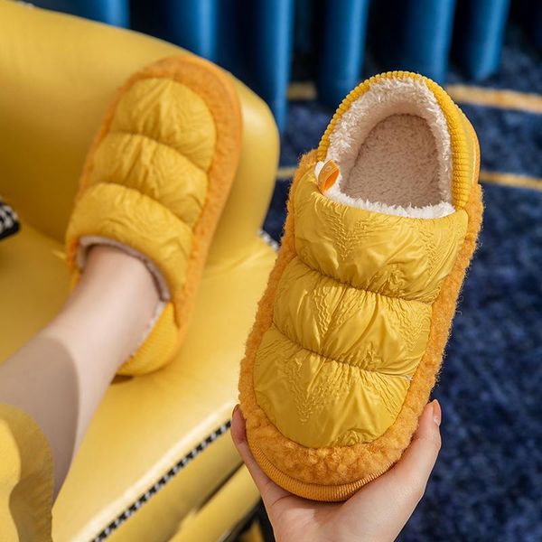 

slippers ladies winter home cotton fluffy non-slip thickened soft leisure couple indoor bedroom warm shoes, Black