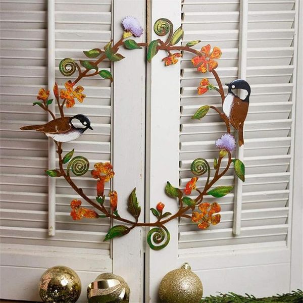 

decorative flowers & wreaths wreath delicate beautiful iron chickadees window garland decoration for home decor accessories