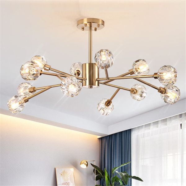 

modern crystal led all copper chandelier ceiling suitable for g9 led lights in living room bedroom dining room