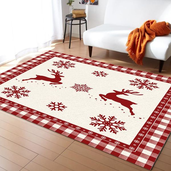 

carpets christmas snowflake elk plaid carpet for living room bedroom bedside rugs soft decoration mat