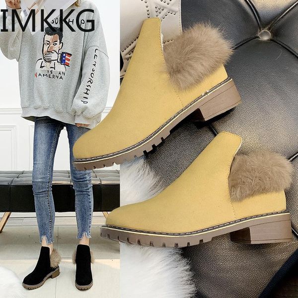 

boots women winter shoes plus size platform female warm botas mujer 2021 booties ankle for snow, Black