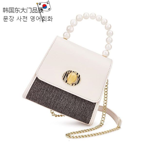 

handbag pearl handle small square bag for women 2021, Black;red