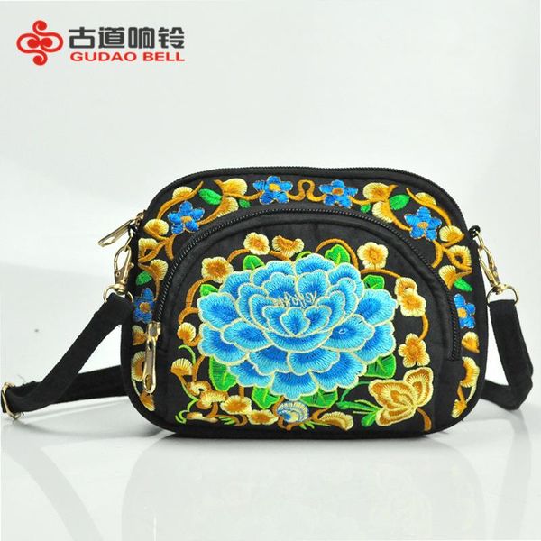 

ethnic embroidery bag double-sided canvas zero purse mobile phone women's mini straddle duffel bags
