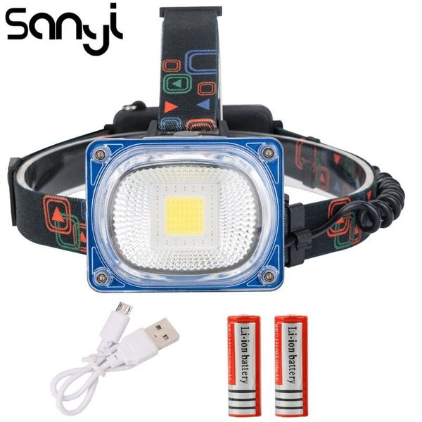 

headlamp usb rechargeable headlight 3 modes head torch 2*18650 for camping hunting night fishing headlamps