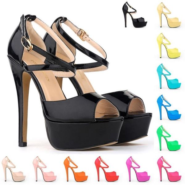 

dress shoes word buckle sandals women 2021 summer peep toe pu 14cm thin high heels strap waterproof size 35-42, Black