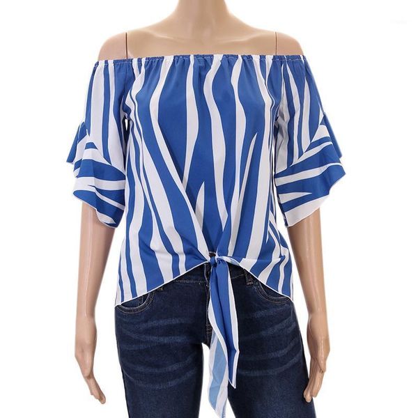 

fashion striped slash neck blouse shirt women off shoulder casual short sleeve chiffon blouses blusas ws7606v women's & shirts, White