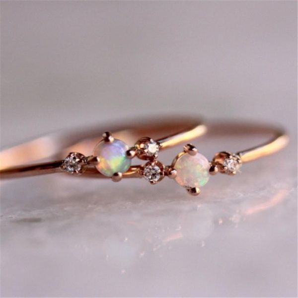 

cluster rings modyle design white fire opal ring for women crystals engagement female anel jewelry bijouterie wholesale, Golden;silver