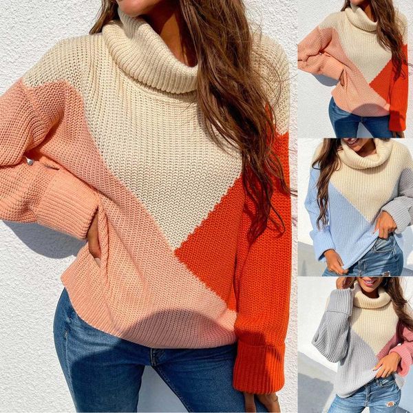 

women's sweaters autumn winter casual comfortable loose long-sleeved stitching ladies sweater knitwear knitted jumpers streetwear *8, White;black