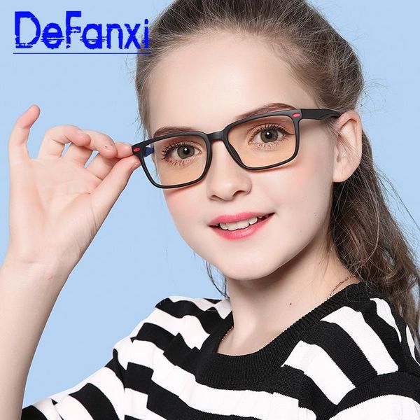 

fashion sunglasses frames blue light glasses kids computer gaming goggles transparent eyewear frame girl anti ray eyeglasses myopia, Black